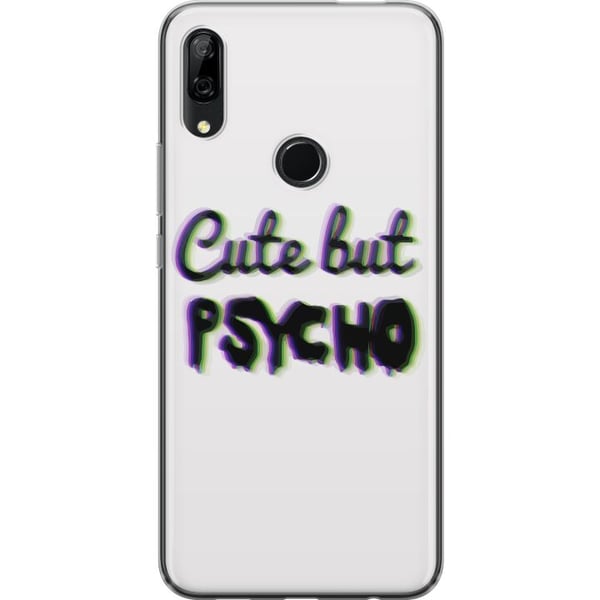 Kompatibel Mobilcover til Huawei P Smart Z Minimalistisk glitchtypografi med teksten cute but psycho i neonlignende farveeffekt