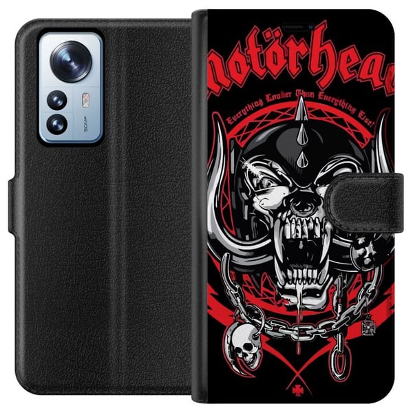 Yhteensopiva Lompakkokotelo Xiaomi 12 Pro Motörhead-pääkallo punaisena ja mustana, hard rock -design klassisen metallin ja energian ystäville