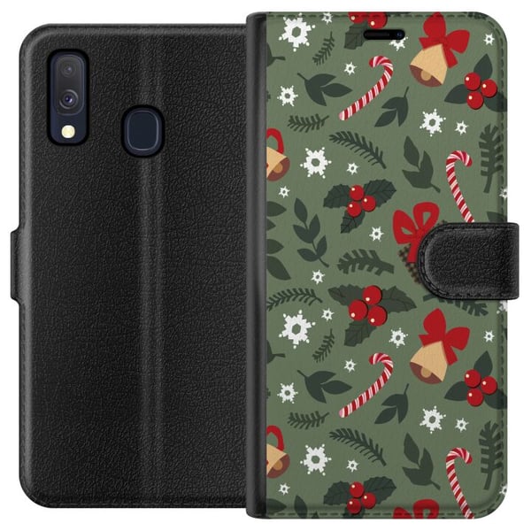 Kompatibel Tegnebogsetui til Samsung Galaxy A40 Glædelig Jul mønster