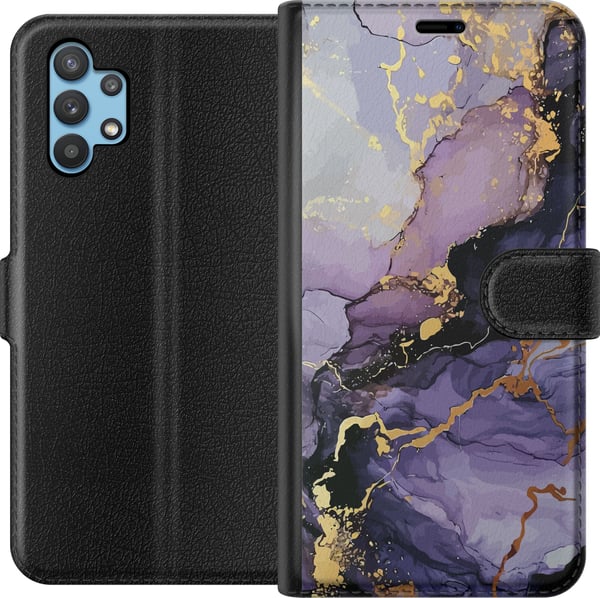 Yhteensopiva Lompakkokotelo Samsung Galaxy A32 5G Purppuranhohtoinen Marmori