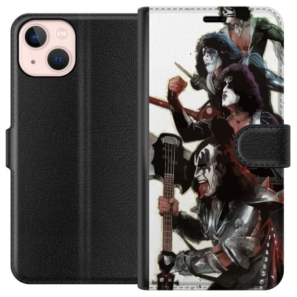 Kompatibelt Plånboksfodral till Apple iPhone 13 mini Kiss Hardrock Classic Rock Band Music