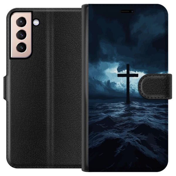 Yhteensopiva Lompakkokotelo Samsung Galaxy S21 Risti myrskyisellä merellä dramaattinen kristillinen taulu ristillä ja aalloilla uskonnollinen aihe va Yhteensopiva Lompakkokotelo Samsung Galaxy S21 Risti myrskyisellä merellä dramaattinen kristillinen taulu ristillä ja aalloilla uskonnollinen aihe va
