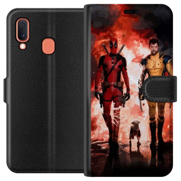 Kompatibelt Plånboksfodral till Samsung Galaxy A20e Wolverine Deadpool