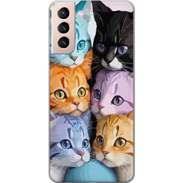 Kompatibelt Mobildeksel til Samsung Galaxy S21 Fargerike Katter Kompatibelt Mobildeksel til Samsung Galaxy S21 Fargerike Katter