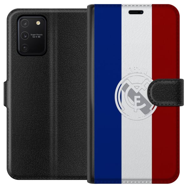 Kompatibelt Lommeboketui til Samsung Galaxy S10 Lite Trikolorinspirert sportsdesign i blått, hvitt og rødt – kraftfull fotballinspirert illustrasjon Kompatibelt Lommeboketui til Samsung Galaxy S10 Lite Trikolorinspirert sportsdesign i blått, hvitt og rødt – kraftfull fotballinspirert illustrasjon