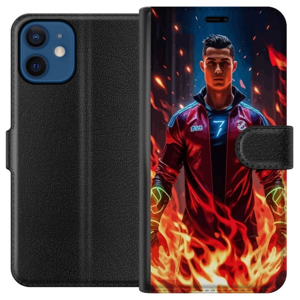 Yhteensopiva Lompakkokotelo Apple iPhone 12 mini Ronaldo Inferno - jalkapallolegenda liekeissä