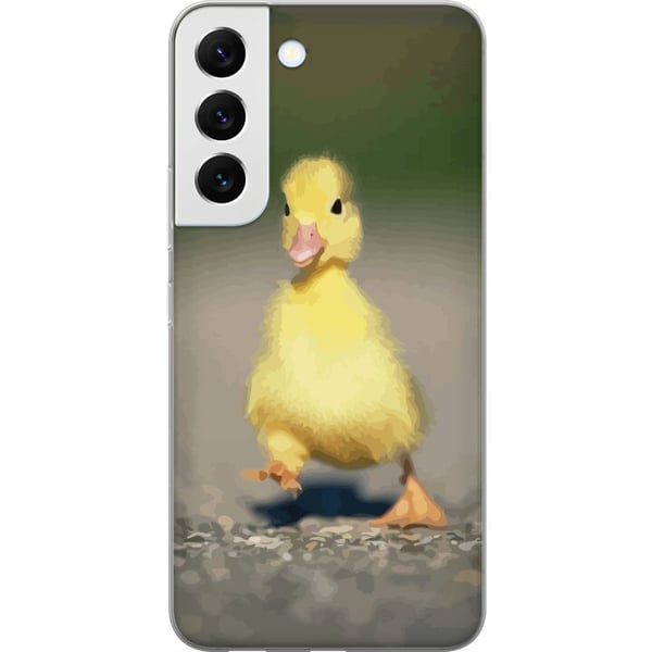 Kompatibelt Mobilskal till Samsung Galaxy S22 5G Gul ankung som promenerar på väg mjuk naturlig ton gulligt uttryck och charmigt vårinspirerat motiv