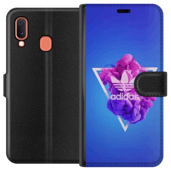 Kompatibelt Plånboksfodral till Samsung Galaxy A20e Adidas-inspirerad blå design – sportigt motiv med retrovibe i blå toner Kompatibelt Plånboksfodral till Samsung Galaxy A20e Adidas-inspirerad blå design – sportigt motiv med retrovibe i blå toner