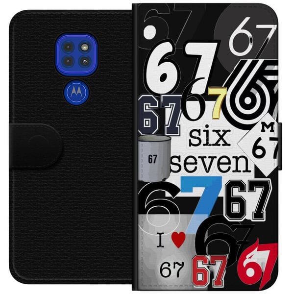 Kompatibel Tegnebogsetui til Motorola Moto G9 Play 67 meme six seven collage – viralt internetmeme i trendy 6–7-stil med moderne grafik og humoristis
