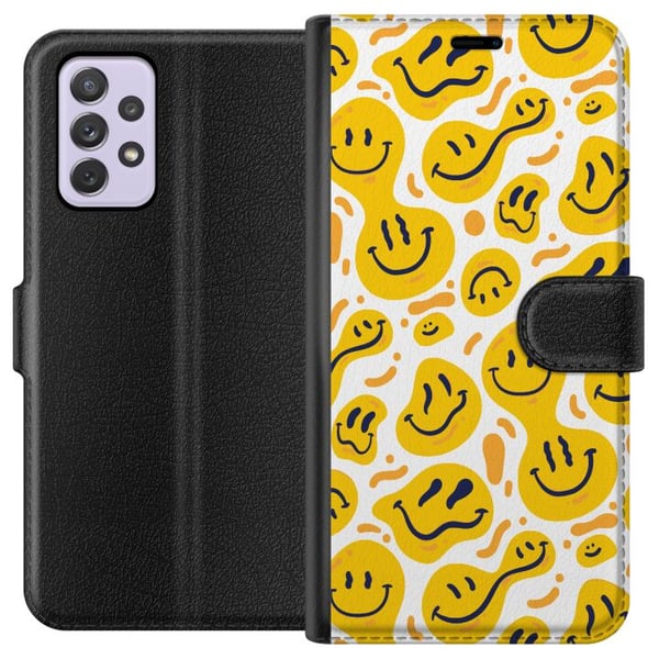 Kompatibel Tegnebogsetui til Samsung Galaxy A52s 5G Legende smileymønster med gule former i moderne grafisk stil
