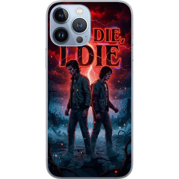 Kompatibelt Mobilskal till Apple iPhone 13 Pro Max Sci-fi-inspirerad scen med två unga män och röd blixtfylld himmel i mörk fantasykänsla