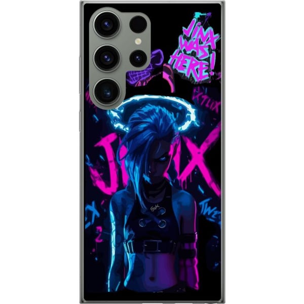 Kompatibel Mobilcover til Samsung Galaxy S23 Ultra Arcane Jinx plakat League of Legends LoL graffiti neon anime Netflix spilkarakter fanart-design
