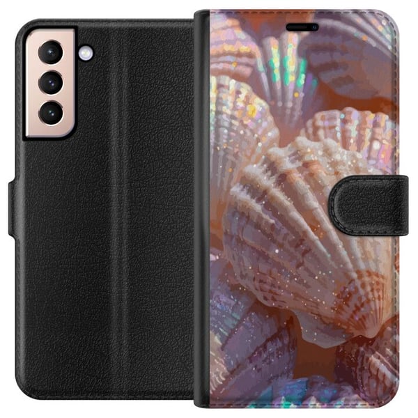 Kompatibelt Lommeboketui til Samsung Galaxy S21 Skjell glitrende design i pastell og skimrende nyanser inspirert av hav strand og sommerens vakre far Kompatibelt Lommeboketui til Samsung Galaxy S21 Skjell glitrende design i pastell og skimrende nyanser inspirert av hav strand og sommerens vakre far