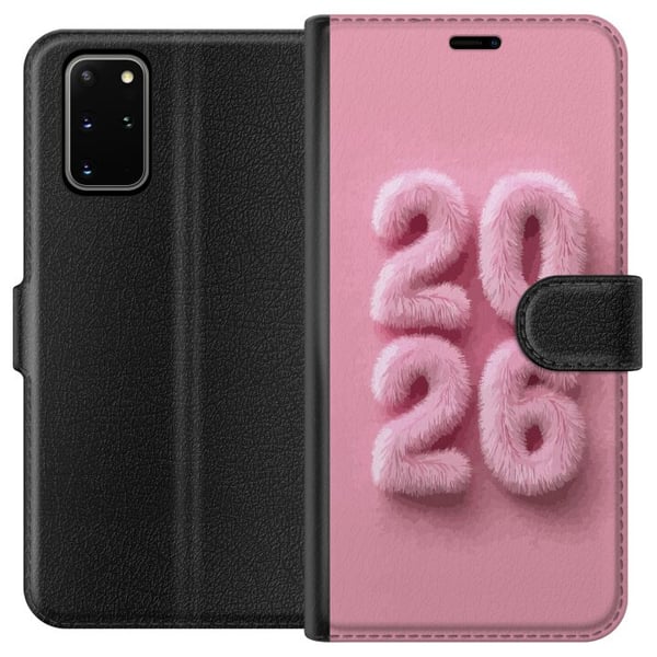Kompatibelt Plånboksfodral till Samsung Galaxy S20+ Rosa fluff 2026 text i pastell modern nyårstrend med mjuk design perfekt för dekoration och perso