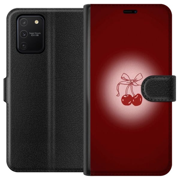Kompatibelt Lommeboketui til Samsung Galaxy S10 Lite Cherry Bow kirsebærdesign med sløyfe i romantisk retrostil, rød farge og vintagefølelse Kompatibelt Lommeboketui til Samsung Galaxy S10 Lite Cherry Bow kirsebærdesign med sløyfe i romantisk retrostil, rød farge og vintagefølelse