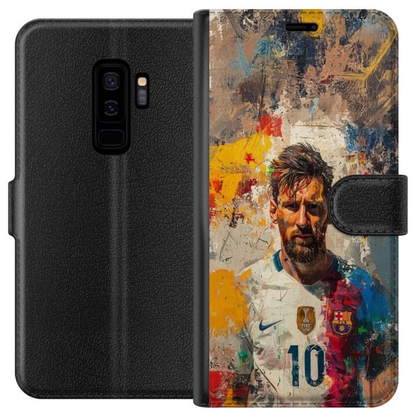 Kompatibelt Plånboksfodral till Samsung Galaxy S9+ Messi Art Kompatibelt Plånboksfodral till Samsung Galaxy S9+ Messi Art
