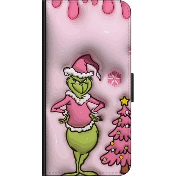 Kompatibelt Plånboksfodral till Samsung Galaxy A20s Grön julfigur i rosa tomtedräkt rolig färgglad twist på klassisk juldyrkare för humoristisk look