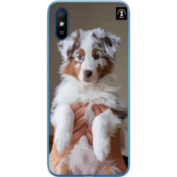 Kompatibel Mobilcover til Xiaomi Redmi 9A Sød hvalp med blå øjne og fluffy pels – perfekt til hundeelskere, der ønsker et charmerende og moderne moti