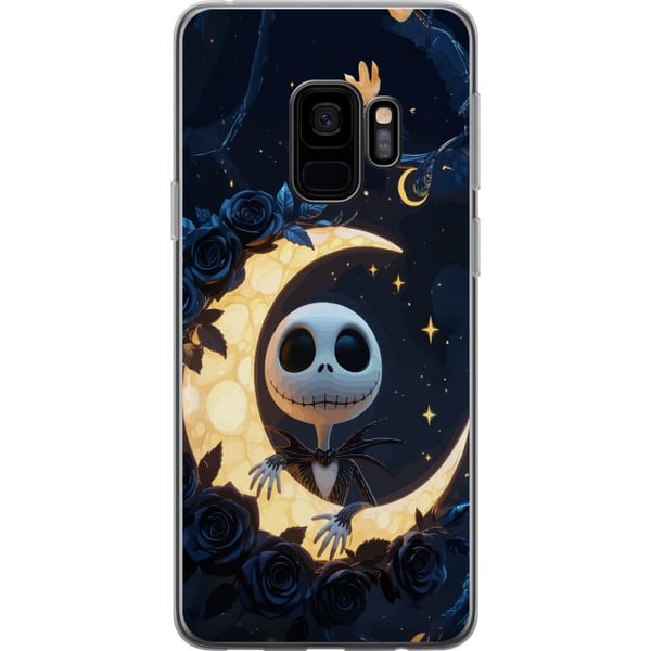 Kompatibel Mobilcover til Samsung Galaxy S9 Måneskellet – motiv med en skeletfigur, der sidder på en måne omgivet af stjerner og roser