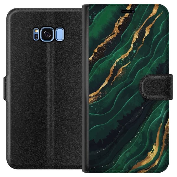 Kompatibelt Plånboksfodral till Samsung Galaxy S8 Marmor Guld Grön Kompatibelt Plånboksfodral till Samsung Galaxy S8 Marmor Guld Grön