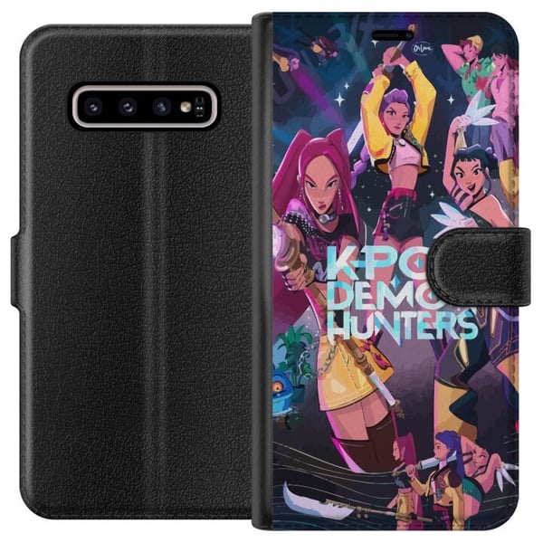 Kompatibelt Plånboksfodral till Samsung Galaxy S10+ Kpop Demon Hunters Full Team Battle Idols Magic Blades Cosmic Glow