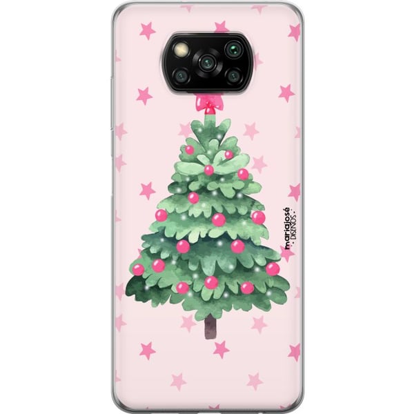 Kompatibel Mobilcover til Xiaomi Poco X3 NFC Akvareljuletræ i rosa nuancer med stjerner og kugler, et charmerende og blødt julemotiv, der passer perf