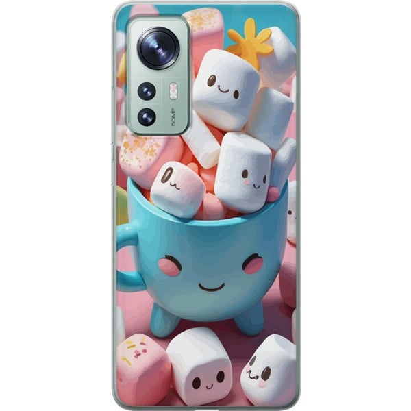 Yhteensopiva Puhelinkuori Xiaomi 12 Kawaii marshmallow smile kawaii-design, jossa on suloisia hahmoja kupissa, värikäs ja iloinen tyyli