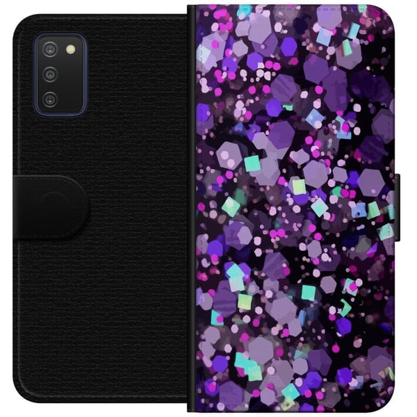 Kompatibelt Lommeboketui til Samsung Galaxy A03s Lilla Glitter