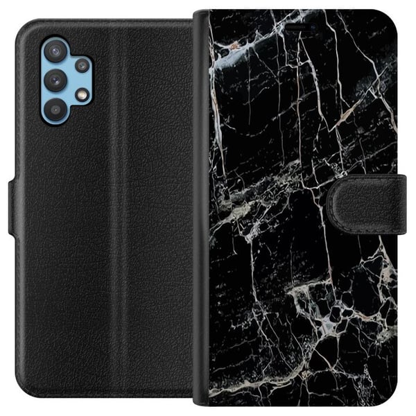Kompatibelt Plånboksfodral till Samsung Galaxy A32 5G Marmor Svart Kompatibelt Plånboksfodral till Samsung Galaxy A32 5G Marmor Svart