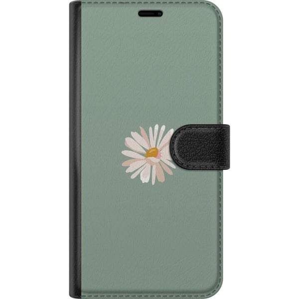 Kompatibel Tegnebogsetui til Samsung Galaxy S23+ Grøn Minimalblomst - stilfuld blomst på grøn baggrund