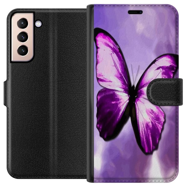 Kompatibelt Lommeboketui til Samsung Galaxy S21 Fjäril