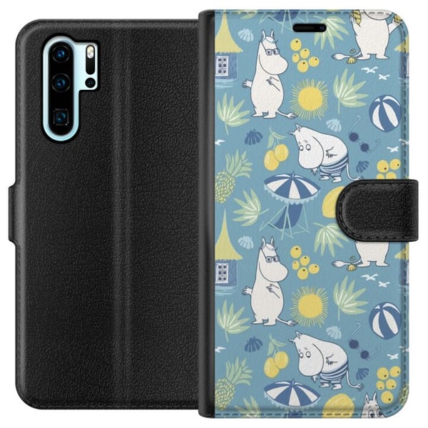 Yhteensopiva Lompakkokotelo Huawei P30 Pro Ranta-aihe, jossa on hedelmiä, aurinkovarjoja, kesämökkejä ja iloisia hahmoja värikkäässä kuosissa, joka o