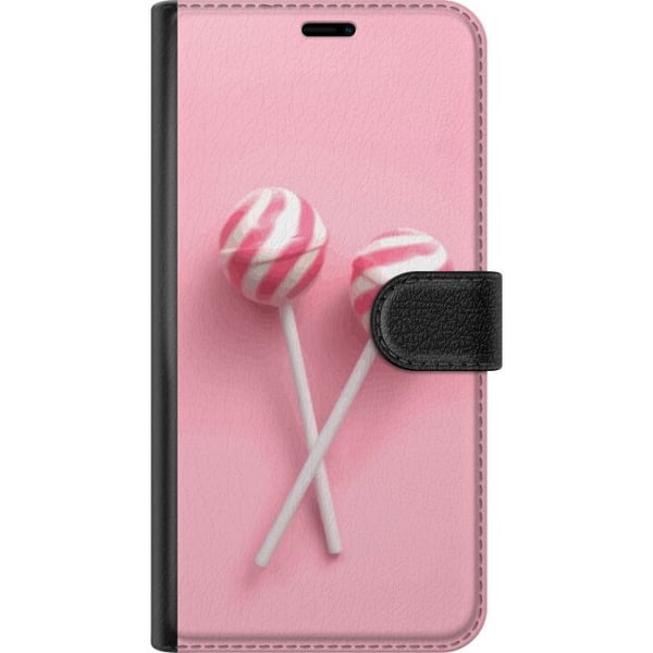 Kompatibel Tegnebogsetui til Samsung Galaxy S21 Lyserøde slikkepinde og slikdesign – Sødt pastelmotiv til trendy accessories