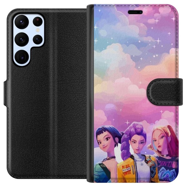 Yhteensopiva Lompakkokotelo Samsung Galaxy S22 Ultra 5G Värikäs pop-tyttötrio futuristisella tyylillä ja pastellitaivaalla, moderni nuorekas kuvitus Yhteensopiva Lompakkokotelo Samsung Galaxy S22 Ultra 5G Värikäs pop-tyttötrio futuristisella tyylillä ja pastellitaivaalla, moderni nuorekas kuvitus