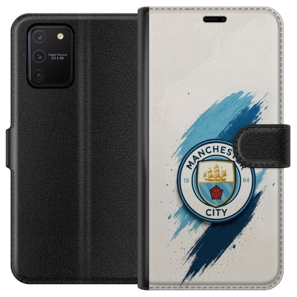 Kompatibelt Lommeboketui til Samsung Galaxy S10 Lite Manchester City fotball Jack Grealish blå penselstrøk illustrasjon Kompatibelt Lommeboketui til Samsung Galaxy S10 Lite Manchester City fotball Jack Grealish blå penselstrøk illustrasjon