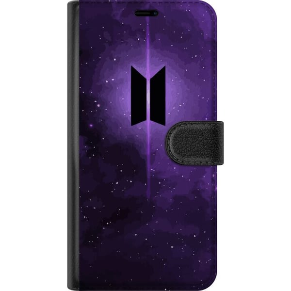 Kompatibelt Plånboksfodral till Apple iPhone 13 mini BTS kpop logo purple galaxy poster space design korean band army symbol stjärnhimmel musik fan a