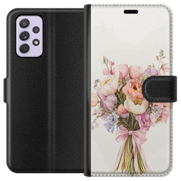 Kompatibel Tegnebogsetui til Samsung Galaxy A52s 5G Mobilcover med farverig blomsterbuket i romantisk stil