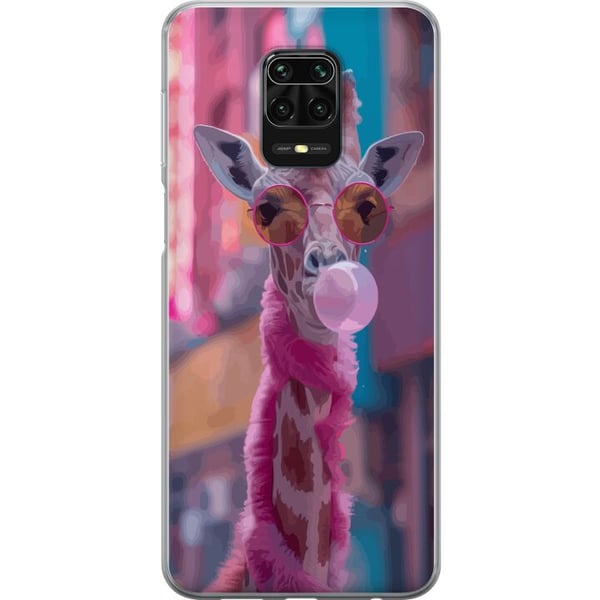 Kompatibel Mobilcover til Xiaomi Redmi Note 9S Giraf med tyggegummi, sjovt farverigt design i bymiljø i popkunststil med legende energi, humor og kre