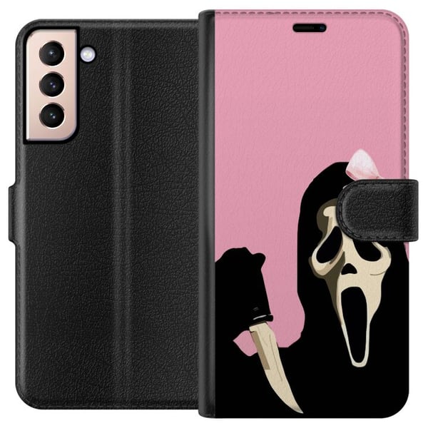 Kompatibel Tegnebogsetui til Samsung Galaxy S21 Pink Ghost Bow med ikonisk maske og lyserød sløjfe, humoristisk og trendy halloweenstil Kompatibel Tegnebogsetui til Samsung Galaxy S21 Pink Ghost Bow med ikonisk maske og lyserød sløjfe, humoristisk og trendy halloweenstil