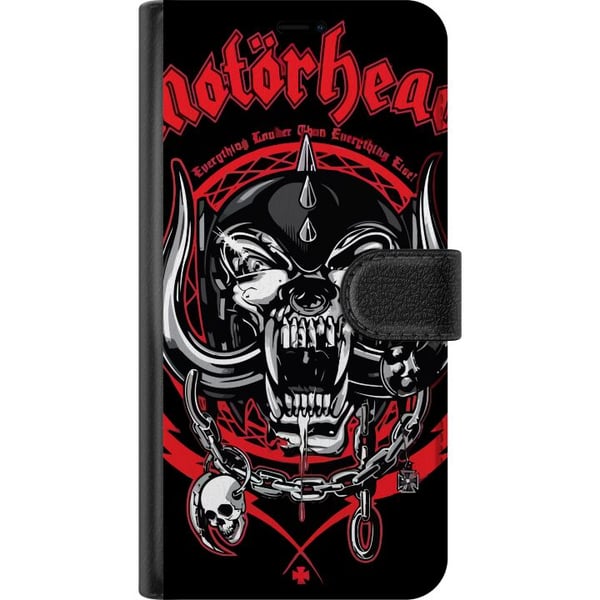 Kompatibelt Lommeboketui til Samsung Galaxy S25 Motörhead-dødningehode i rødt og svart, hardrockdesign for fans av klassisk metal og energi