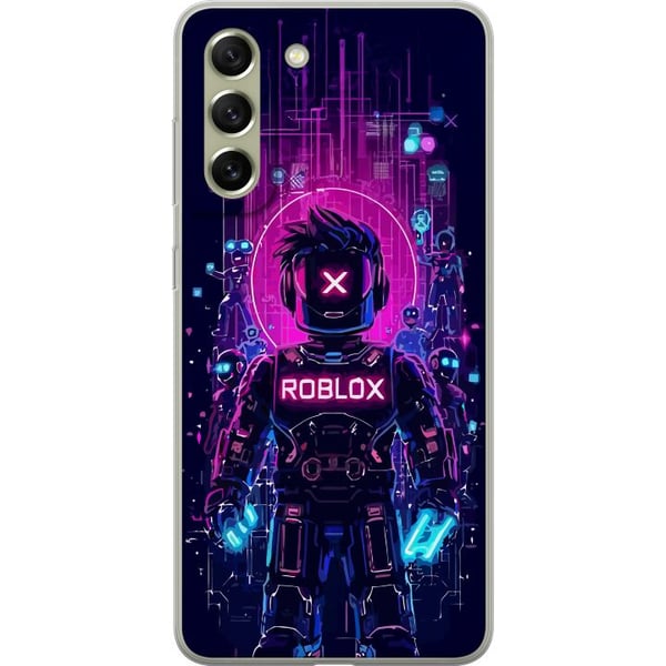 Kompatibelt Mobildeksel til Samsung Galaxy S21 FE 5G Roblox Cyber Core Kraftfullt digitalt Roblox-design med lilla lys og futuristisk bakgrunn