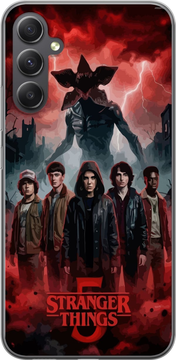 Kompatibelt Mobildeksel til Samsung Galaxy A35 Mørk Stranger Things-inspirert fantasyillustrasjon med torden og dramatisk skrekkstemning
