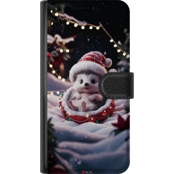 Kompatibelt Lommeboketui til Samsung Galaxy S21+ 5G Julete pinnsvin søt vinter koselige lys nisselue pinnsvin søt jul bedårende høytid plakat