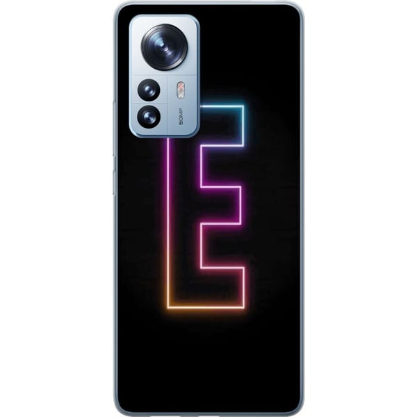 Kompatibelt Mobilskal till Xiaomi 12 Pro Minimalistisk neonbokstav E i lysande färger mot mörk bakgrund Kompatibelt Mobilskal till Xiaomi 12 Pro Minimalistisk neonbokstav E i lysande färger mot mörk bakgrund