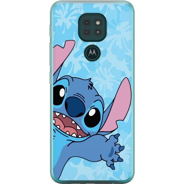 Kompatibelt Mobilskal till Motorola Moto G9 Play Stitch som sträcker sig fram i färgglad illustration med blommig bakgrund