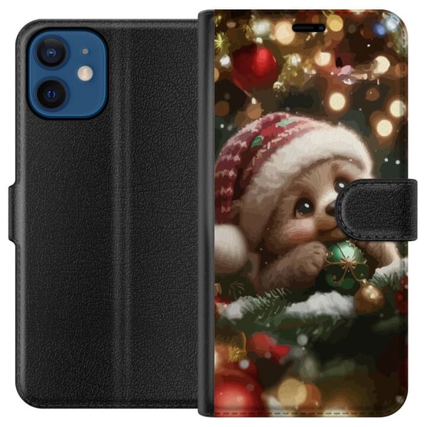 Kompatibelt Lommeboketui til Apple iPhone 12 Julesovebjørn kuler søt bjørn koselige lys jul kawaii varm høytid søt vinter plakat
