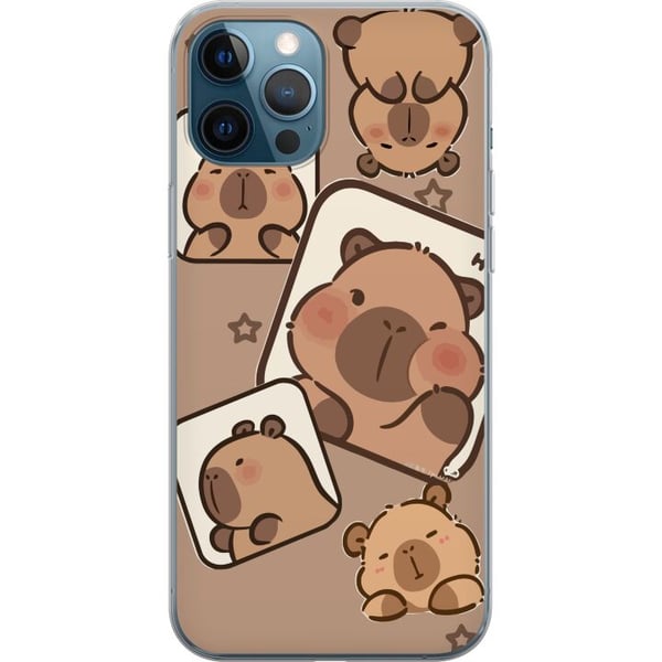 Kompatibel Mobilcover til Apple iPhone 12 Pro Capybara Frame Friends Legende design med små kapivarer i felter med stjerner og beige baggrund