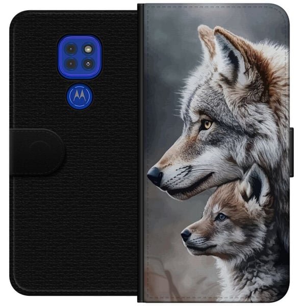Kompatibel Tegnebogsetui til Motorola Moto G9 Play Ulve Vild Natur Dyr Mystisk