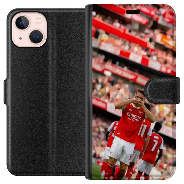 Kompatibelt Plånboksfodral till Apple iPhone 13 mini Arsenal illustration – Martin Ødegaard i fotbollströja målgest design