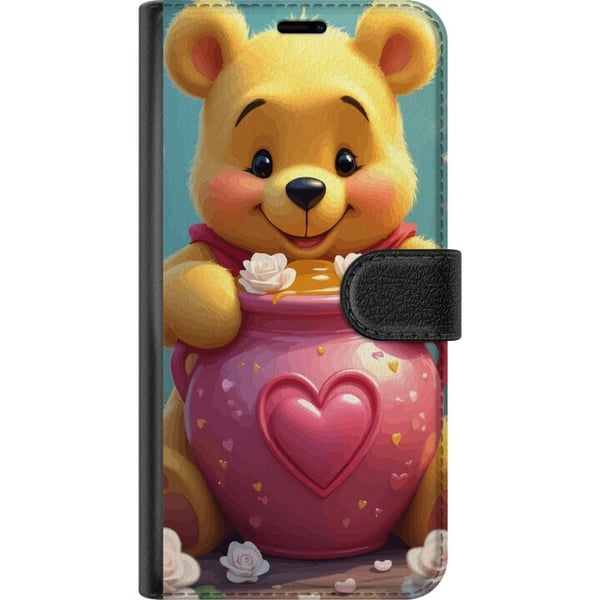 Kompatibel Tegnebogsetui til Apple iPhone 11 Sød gul bjørn inspireret af Peter Plys med hjerteformet lyserødt glas og honning, et varmt og charmerend